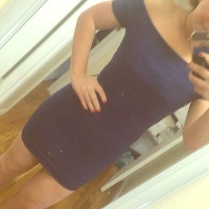 Windsor blue off the shoulder bodycon dress